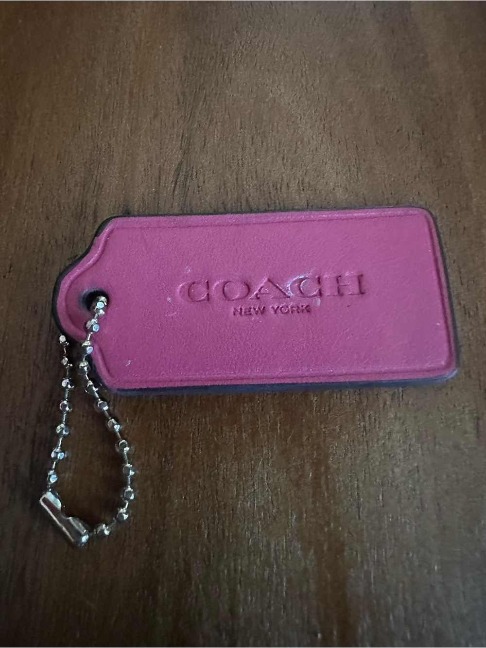 2.5" Large COACH Pink Patent Leather Nickel Key Fob Bag Charm Keychain Hang Tag
